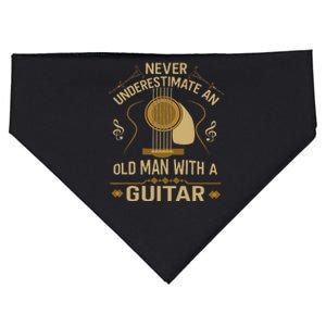 Never Underestimate An Old Man With A Guitar Acoustic Player USA-Made Doggie Bandana