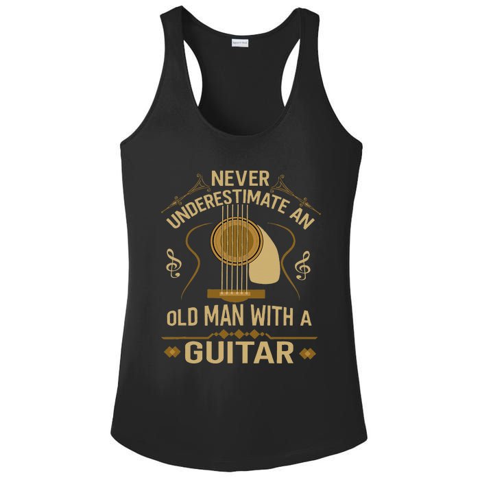 Never Underestimate An Old Man With A Guitar Acoustic Player Ladies PosiCharge Competitor Racerback Tank