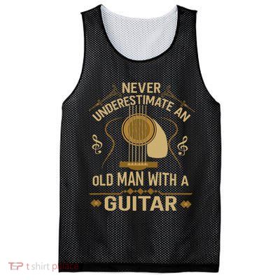 Never Underestimate An Old Man With A Guitar Acoustic Player Mesh Reversible Basketball Jersey Tank