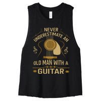 Never Underestimate An Old Man With A Guitar Acoustic Player Women's Racerback Cropped Tank