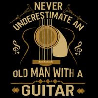 Never Underestimate An Old Man With A Guitar Acoustic Player Cropped Pullover Crew