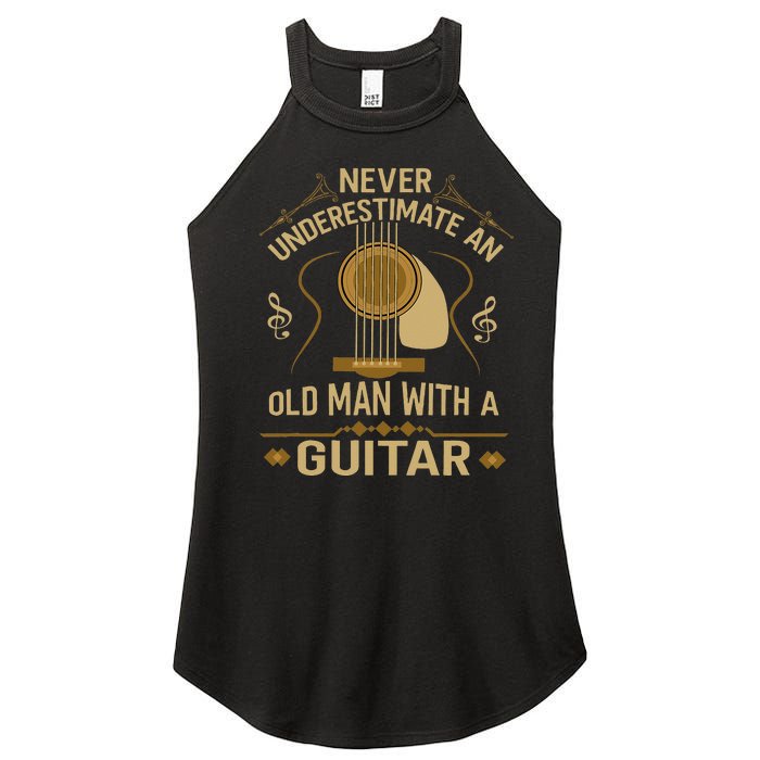 Never Underestimate An Old Man With A Guitar Acoustic Player Women's Perfect Tri Rocker Tank