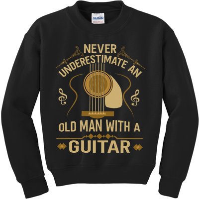 Never Underestimate An Old Man With A Guitar Acoustic Player Kids Sweatshirt