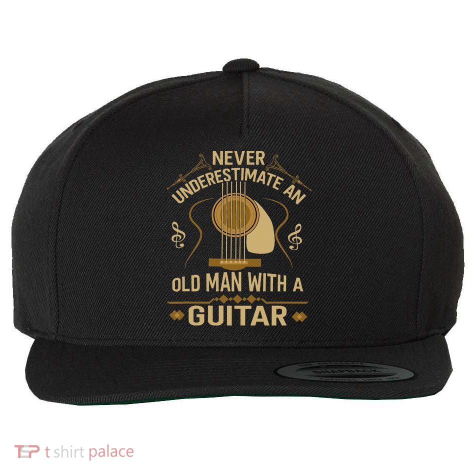 Never Underestimate An Old Man With A Guitar Acoustic Player Wool Snapback Cap