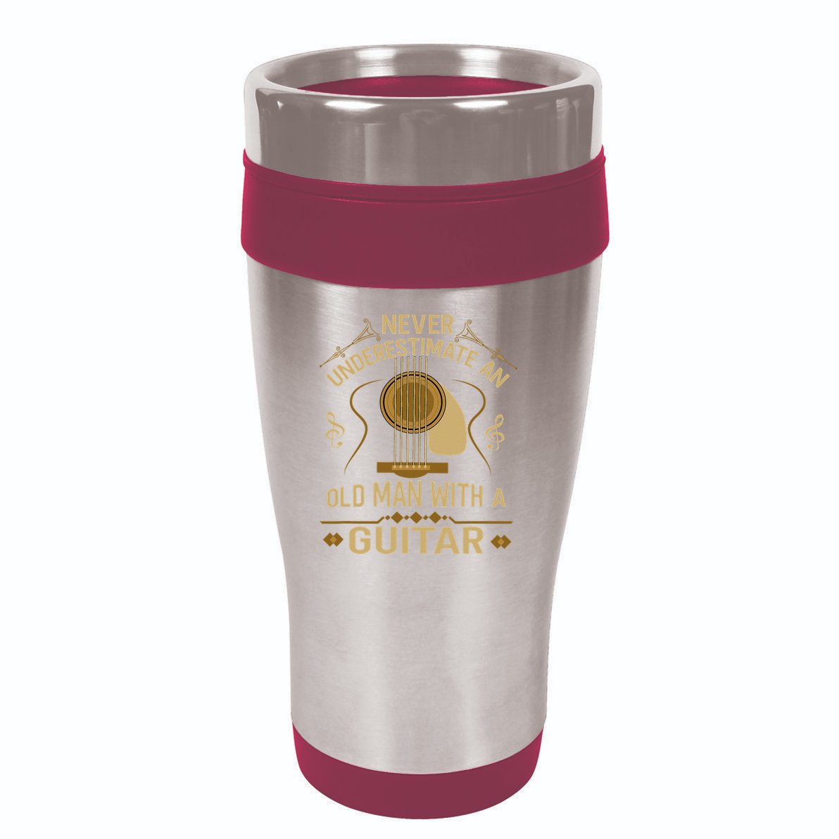 Never Underestimate An Old Man With A Guitar Acoustic Player 16oz Travel Tumbler