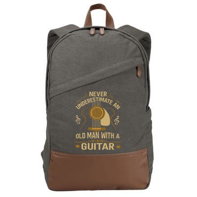 Never Underestimate An Old Man With A Guitar Acoustic Player Cotton Canvas Backpack