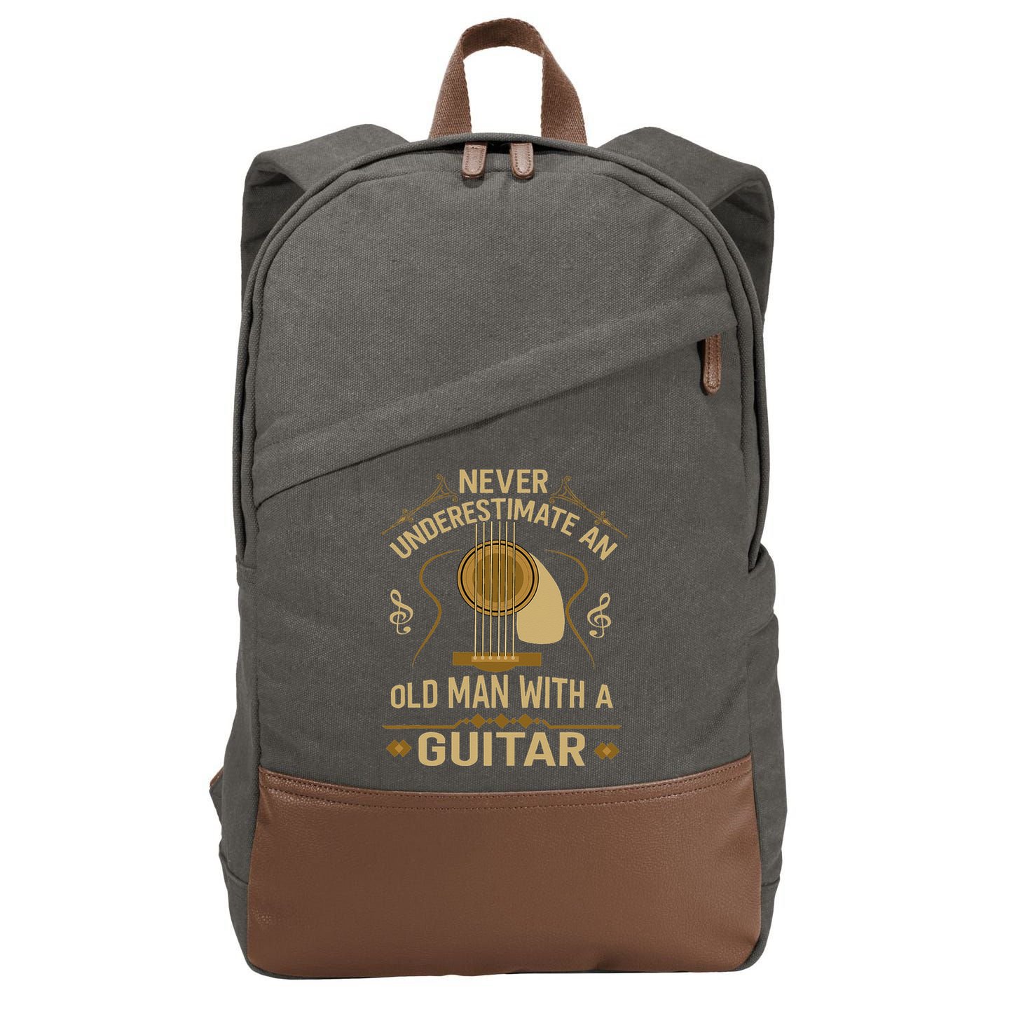 Never Underestimate An Old Man With A Guitar Acoustic Player Cotton Canvas Backpack