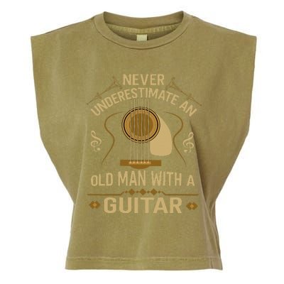 Never Underestimate An Old Man With A Guitar Acoustic Player Garment-Dyed Women's Muscle Tee