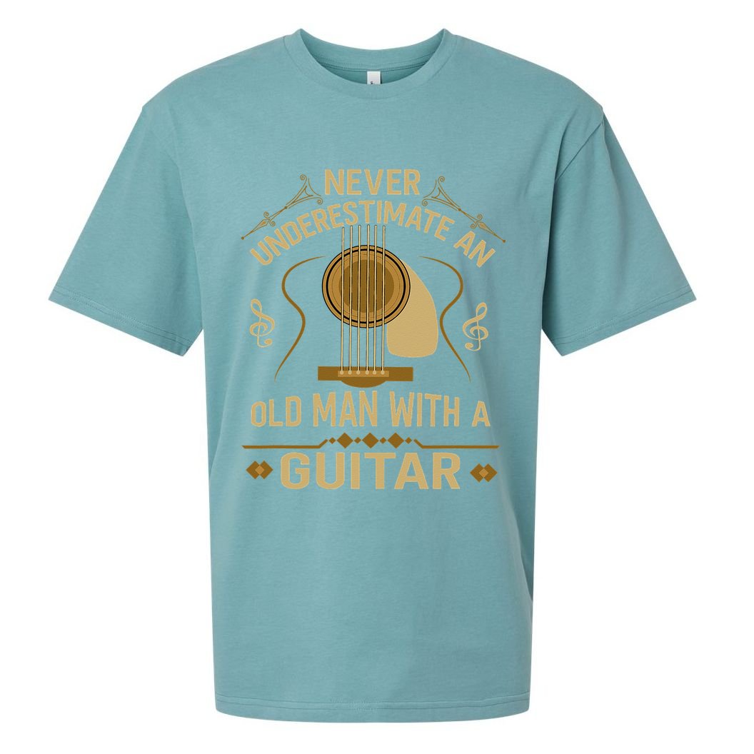 Never Underestimate An Old Man With A Guitar Acoustic Player Sueded Cloud Jersey T-Shirt