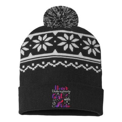 Never Underestimate A Girl With A Violin Violinist USA-Made Snowflake Beanie