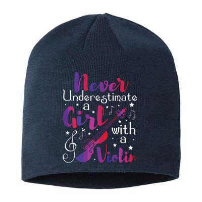 Never Underestimate A Girl With A Violin Violinist Sustainable Beanie