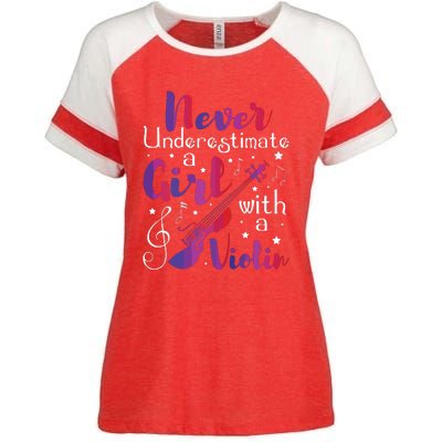 Never Underestimate A Girl With A Violin Violinist Enza Ladies Jersey Colorblock Tee