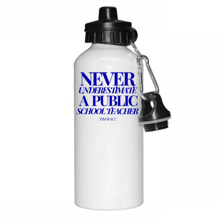 Never Underestimate A Public School Teacher Tim Walz Kamala Harris 2024 Aluminum Water Bottle