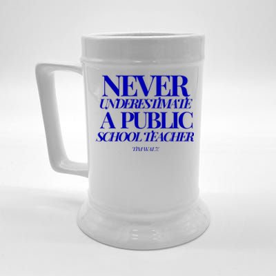 Never Underestimate A Public School Teacher Tim Walz Kamala Harris 2024 Beer Stein