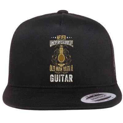 Never Underestimate An Old Man With A Guitar Acoustic Player Flatbill Hat