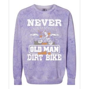 Never Underestimate An Old Man With A Dirt Bike Motocross Colorblast Crewneck Sweatshirt