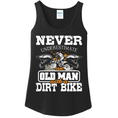 Never Underestimate An Old Man With A Dirt Bike Motocross Ladies Essential Tank