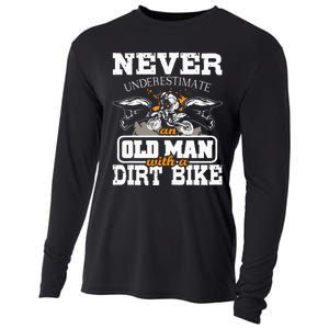 Never Underestimate An Old Man With A Dirt Bike Motocross Cooling Performance Long Sleeve Crew