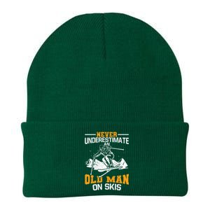 Never Underestimate An Old On Skis Gift Knit Cap Winter Beanie