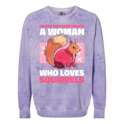 Never Underestimate A Who Loves Squirrels Gift Colorblast Crewneck Sweatshirt