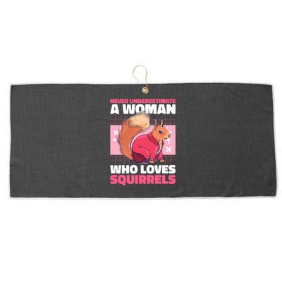 Never Underestimate A Who Loves Squirrels Gift Large Microfiber Waffle Golf Towel