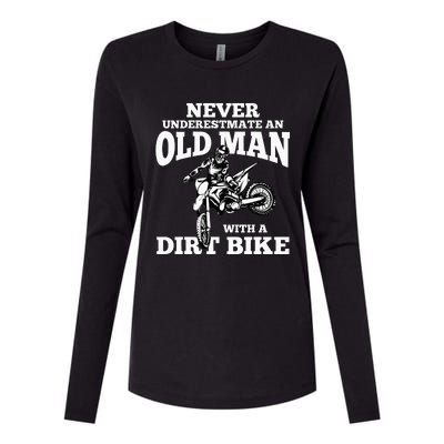 Never Underestimate An Old Man With A Dirt Bike Funny Gifts Womens Cotton Relaxed Long Sleeve T-Shirt