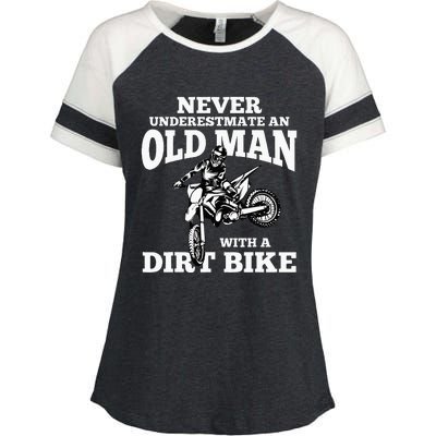 Never Underestimate An Old Man With A Dirt Bike Funny Gifts Enza Ladies Jersey Colorblock Tee