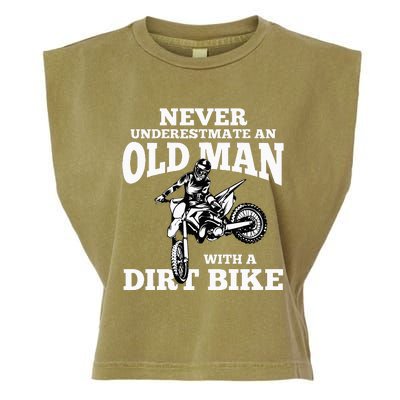 Never Underestimate An Old Man With A Dirt Bike Funny Gifts Garment-Dyed Women's Muscle Tee