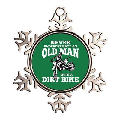 Never Underestimate An Old Man With A Dirt Bike Funny Gifts Metallic Star Ornament