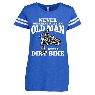 Never Underestimate An Old Man With A Dirt Bike Funny Gifts Enza Ladies Jersey Football T-Shirt