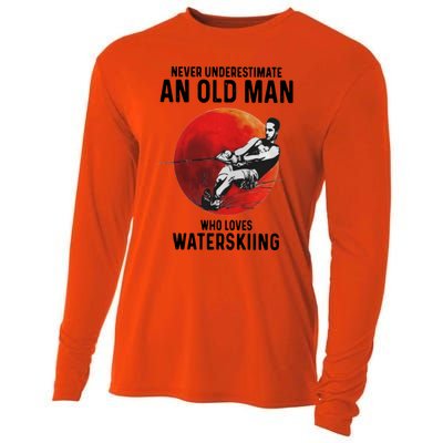 Never Underestimate An Old Who Loves Water Skiing Gift Cooling Performance Long Sleeve Crew