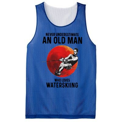 Never Underestimate An Old Who Loves Water Skiing Gift Mesh Reversible Basketball Jersey Tank