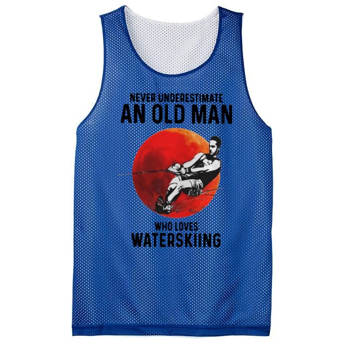 Never Underestimate An Old Who Loves Water Skiing Gift Mesh Reversible Basketball Jersey Tank