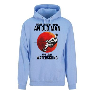 Never Underestimate An Old Who Loves Water Skiing Gift Unisex Surf Hoodie