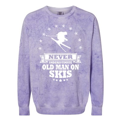 Never Underestimate An Old On Skis Cool Gift Colorblast Crewneck Sweatshirt