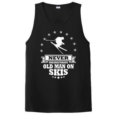 Never Underestimate An Old On Skis Cool Gift PosiCharge Competitor Tank