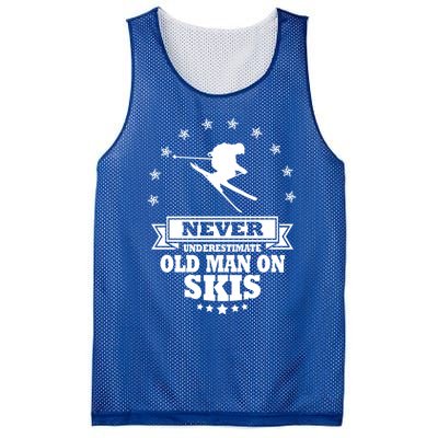 Never Underestimate An Old On Skis Cool Gift Mesh Reversible Basketball Jersey Tank