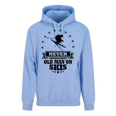 Never Underestimate An Old On Skis Cool Gift Unisex Surf Hoodie