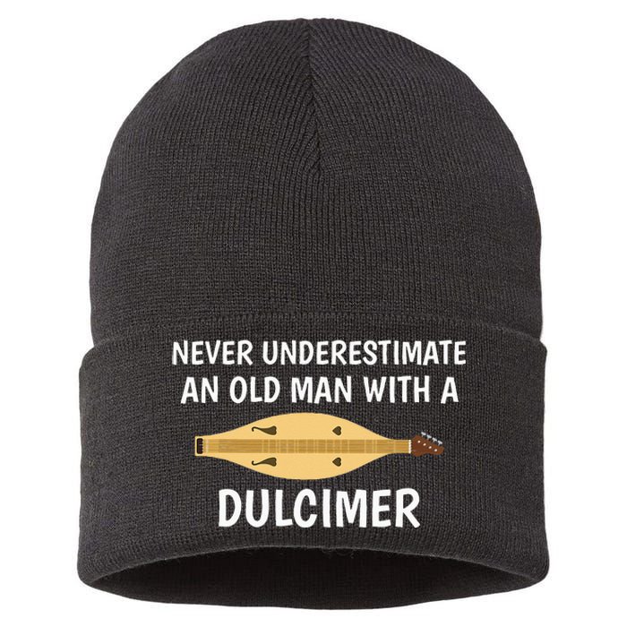 Never Underestimate An Old Man Appalachian Dulcimer Sustainable Knit Beanie