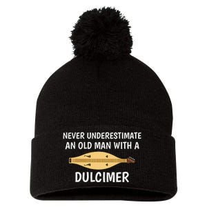 Never Underestimate An Old Man Appalachian Dulcimer Pom Pom 12in Knit Beanie