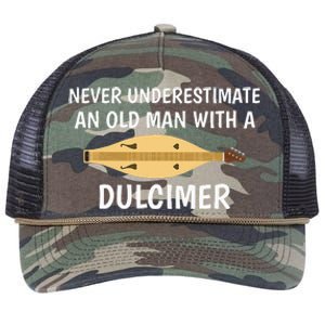 Never Underestimate An Old Man Appalachian Dulcimer Retro Rope Trucker Hat Cap