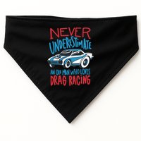 Never Underestimate An Old Man Who Loves Drag Racing USA-Made Doggie Bandana
