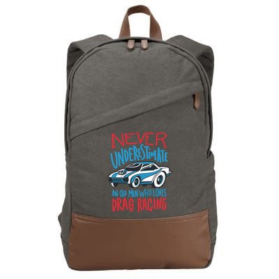 Never Underestimate An Old Man Who Loves Drag Racing Cotton Canvas Backpack