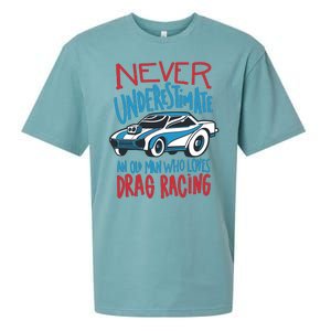 Never Underestimate An Old Man Who Loves Drag Racing Sueded Cloud Jersey T-Shirt