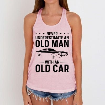 Never Underestimate An Old With An Old Car Classic Car Great Gift Women's Knotted Racerback Tank