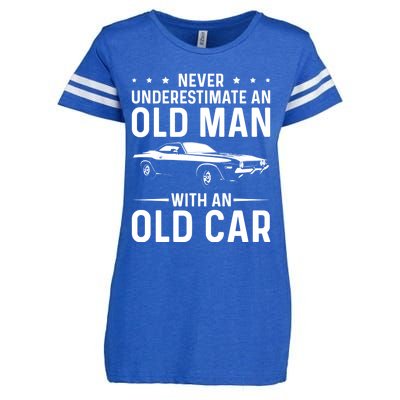 Never Underestimate An Old With An Old Car Classic Car Great Gift Enza Ladies Jersey Football T-Shirt