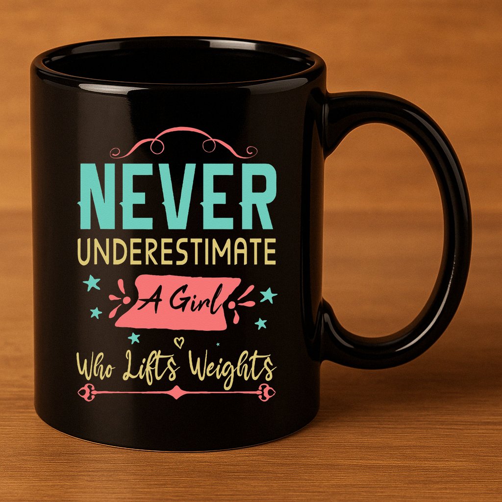 Never underestimate a Girl Who Lifts Weights Weightlifting  11oz C Handle Ceramic Mug