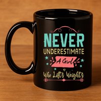 Never underestimate a Girl Who Lifts Weights Weightlifting  11oz C Handle Ceramic Mug
