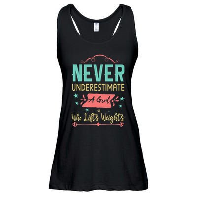 Never underestimate a Girl Who Lifts Weights Weightlifting  Ladies Essential Flowy Tank