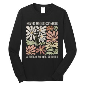 Never Underestimate A Public School Teacher Tim Walz Kamala Gift Long Sleeve Shirt